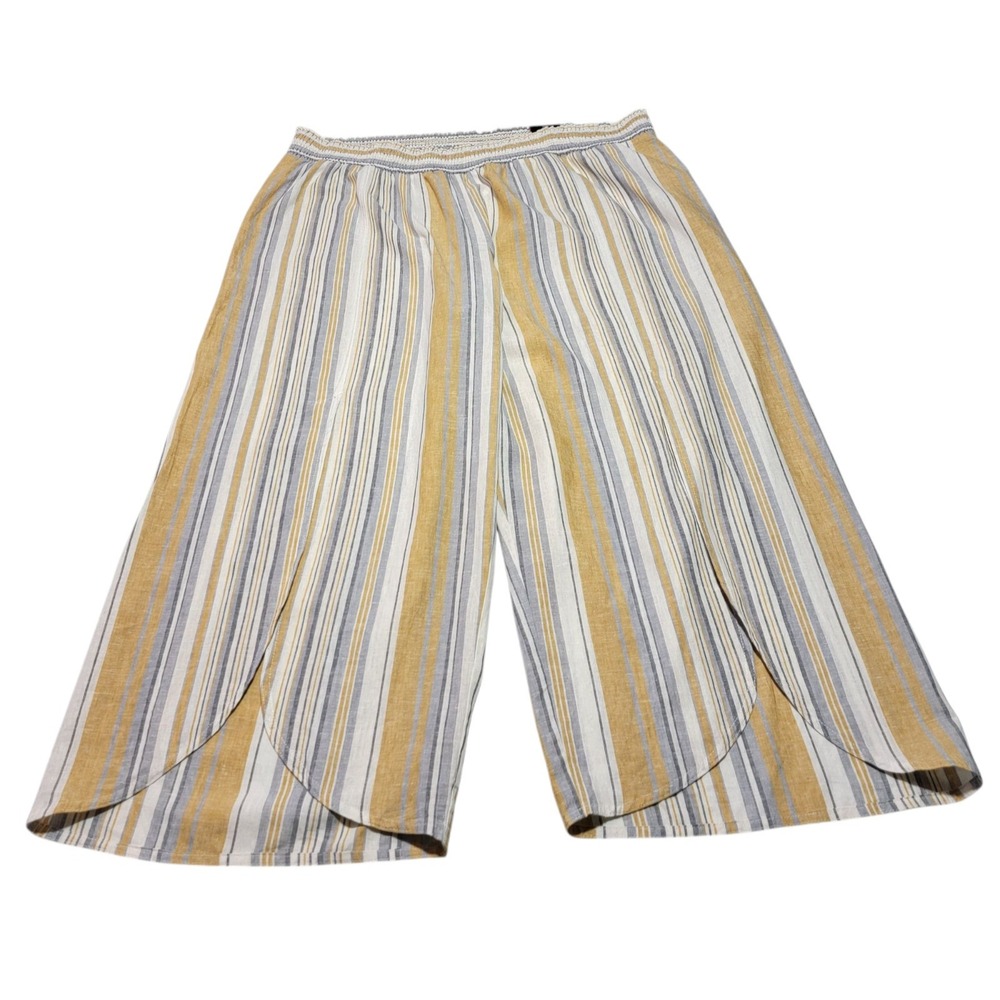Avenue Plus 26/28 Pull‎ On Pants Linen Blend NWT $60 Split Wide Leg Palazzo
